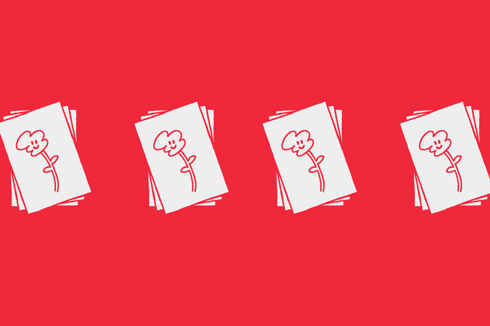 A repeated image of a flower on a blank piece of paper