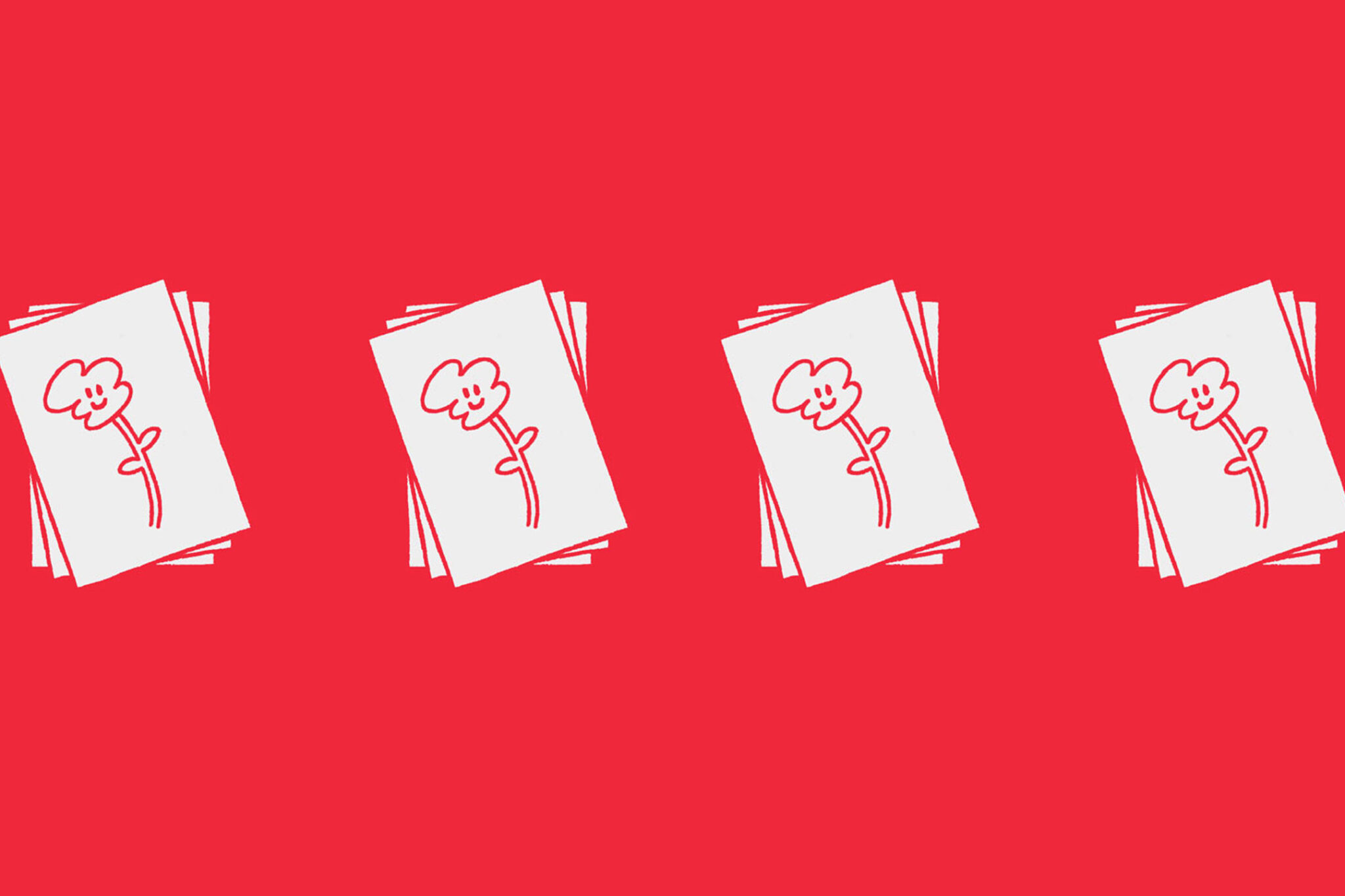 A repeated image of a flower on a blank piece of paper