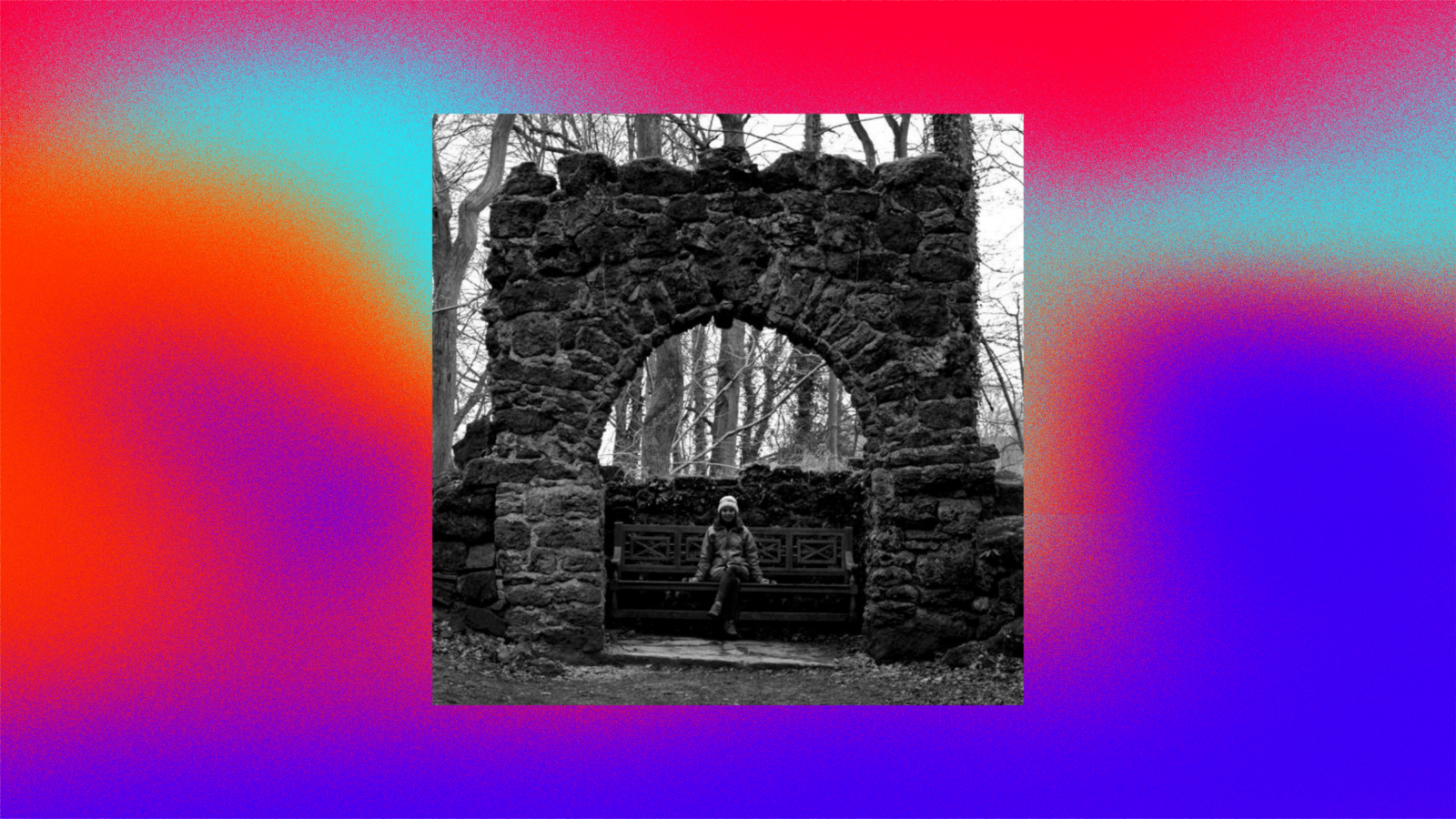 Lara Eggleton sitting under a folly