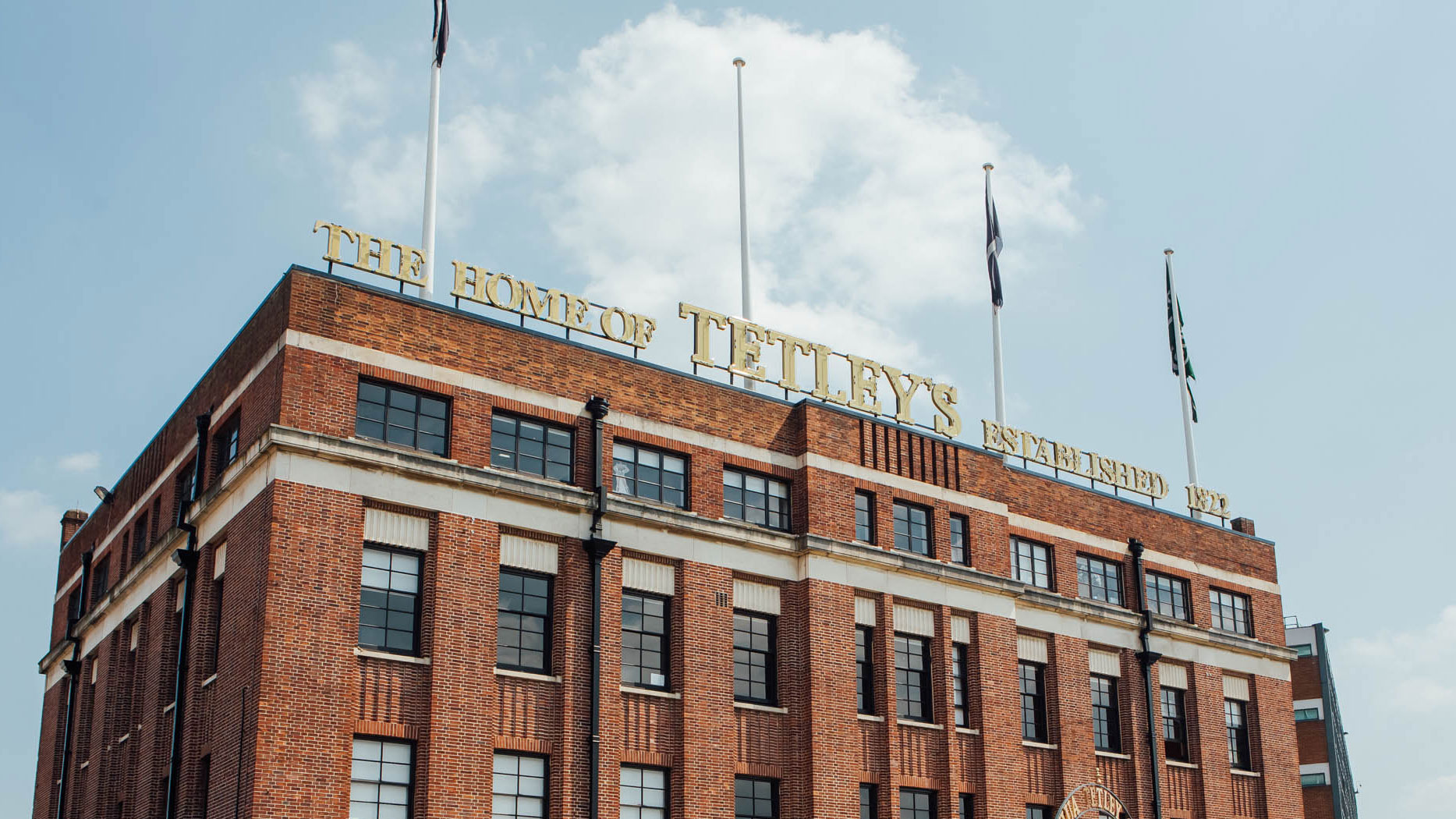 Blue sky behind The Tetley