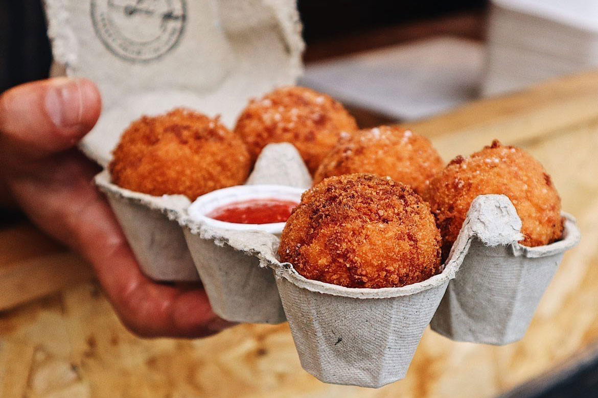 arancini in a card box