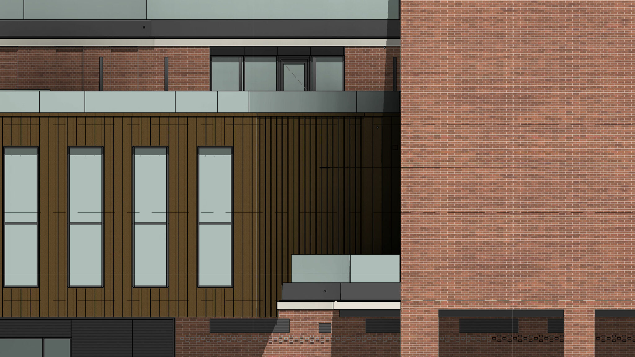 A drawing showing bricks and windows