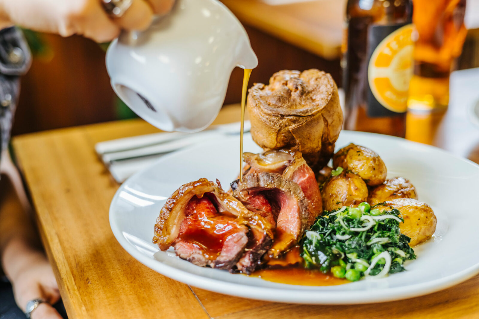 Roast beef dinner with gravy