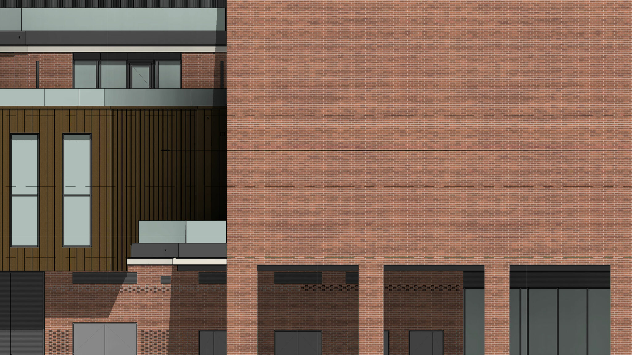 Illustration of the brick facade of a building