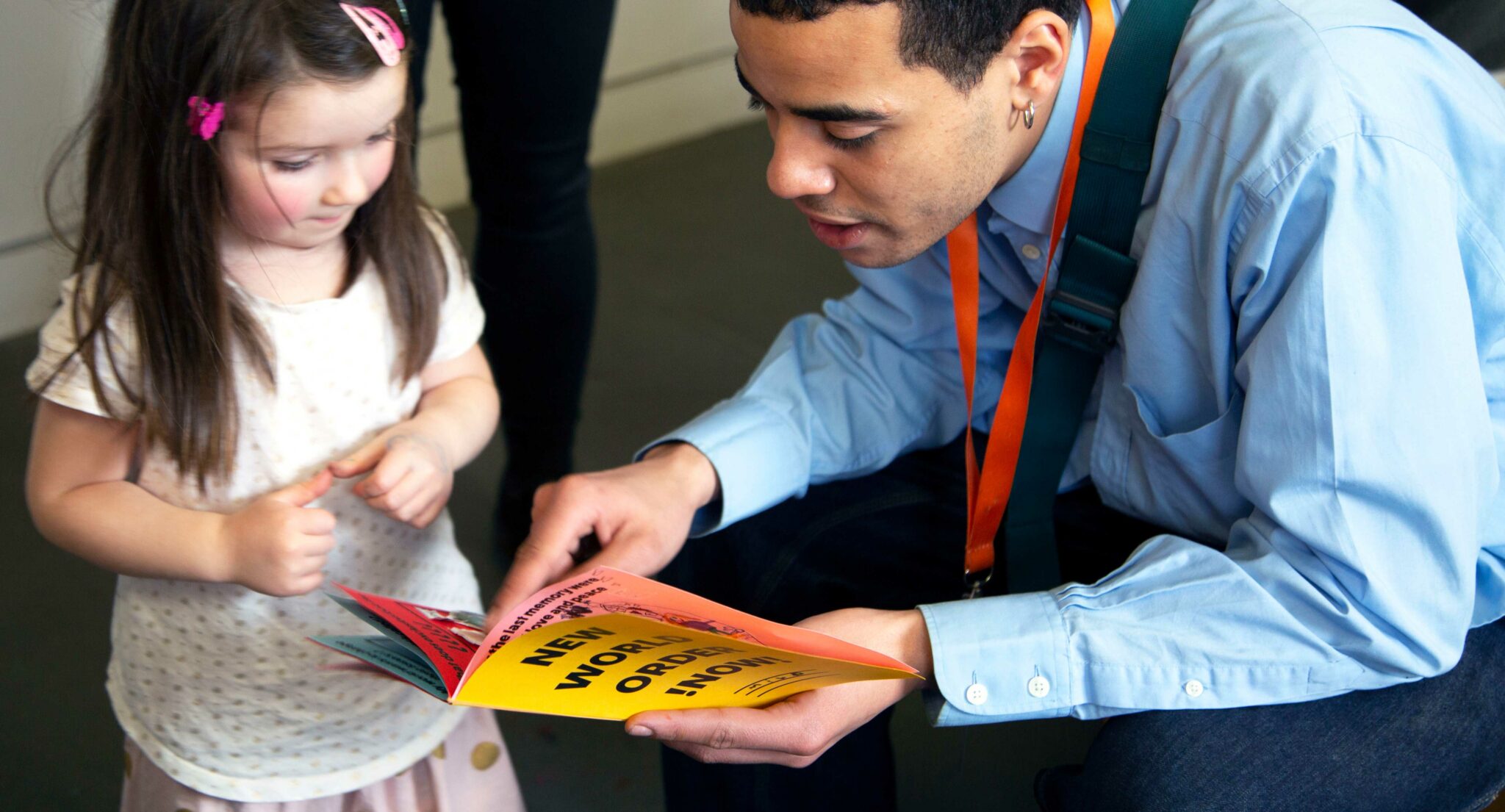 Person reads to a child