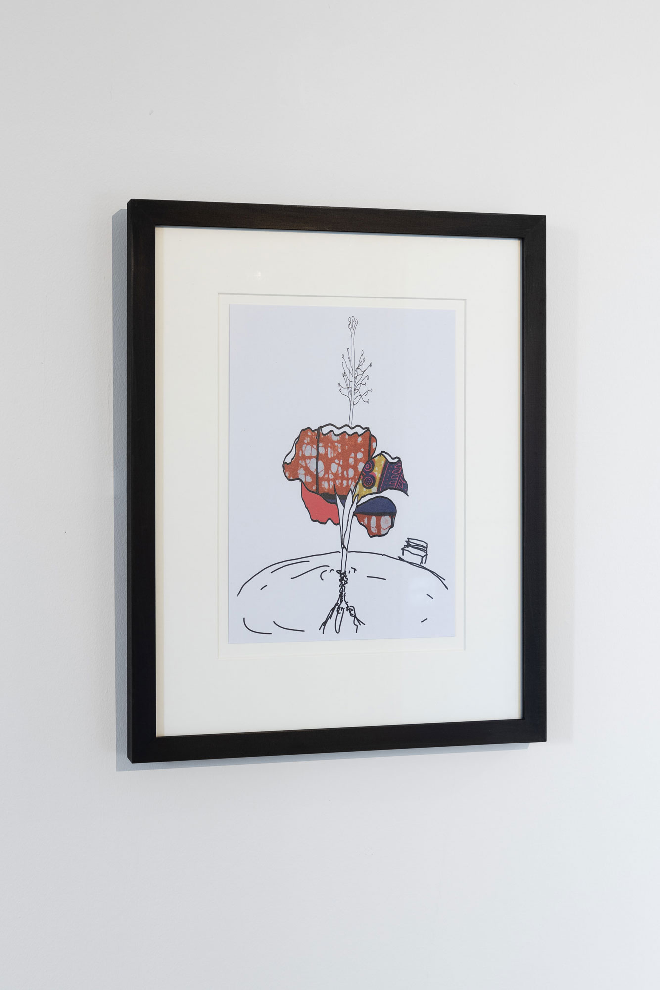 a drawing of a a patterned hibiscus flower